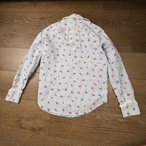 Brooks Brothers Women's Cotton Ruffled Floral Button Shirt Peter Pan Collar sz 6 - Picture 13 of 15